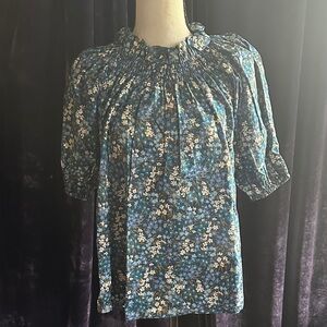 NWT JCrew Liberty print Floral Blue Women's Top Sz XXS